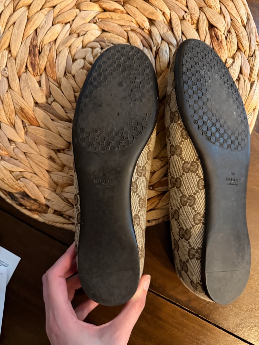 Gucci Beige GG Canvas Logo Ballet Flats - Picture 11 of 11